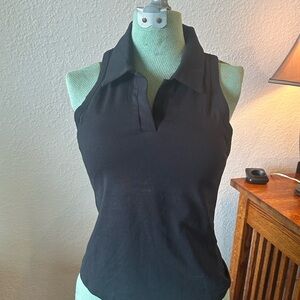 OGL Black Collared Tank Top, with built in uplift support